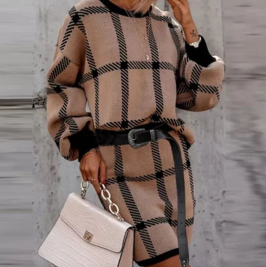 WOLFF Kleider Mit Rock | Bricero - Elegantes Kleid Mit Kariertem Muster