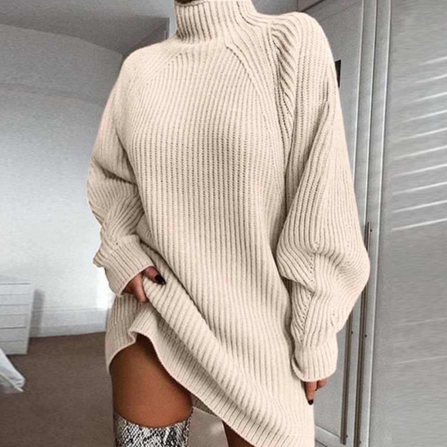 WOLFF Lockere Kleider | Warmova - Rollkragen-Strickkleid In Breiter Passform