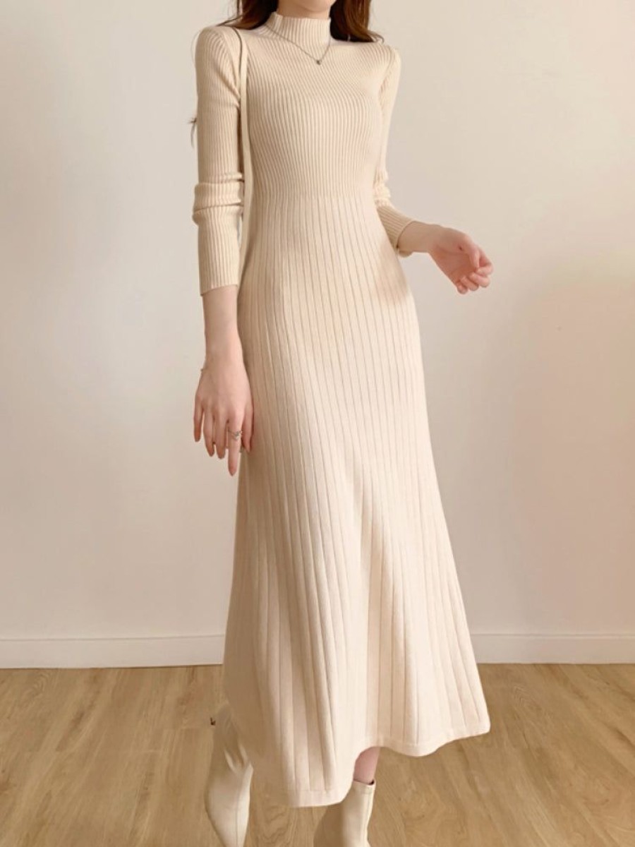 WOLFF Lange Kleider | Wolff Schlankes Langarmeliges Party-Midikleid