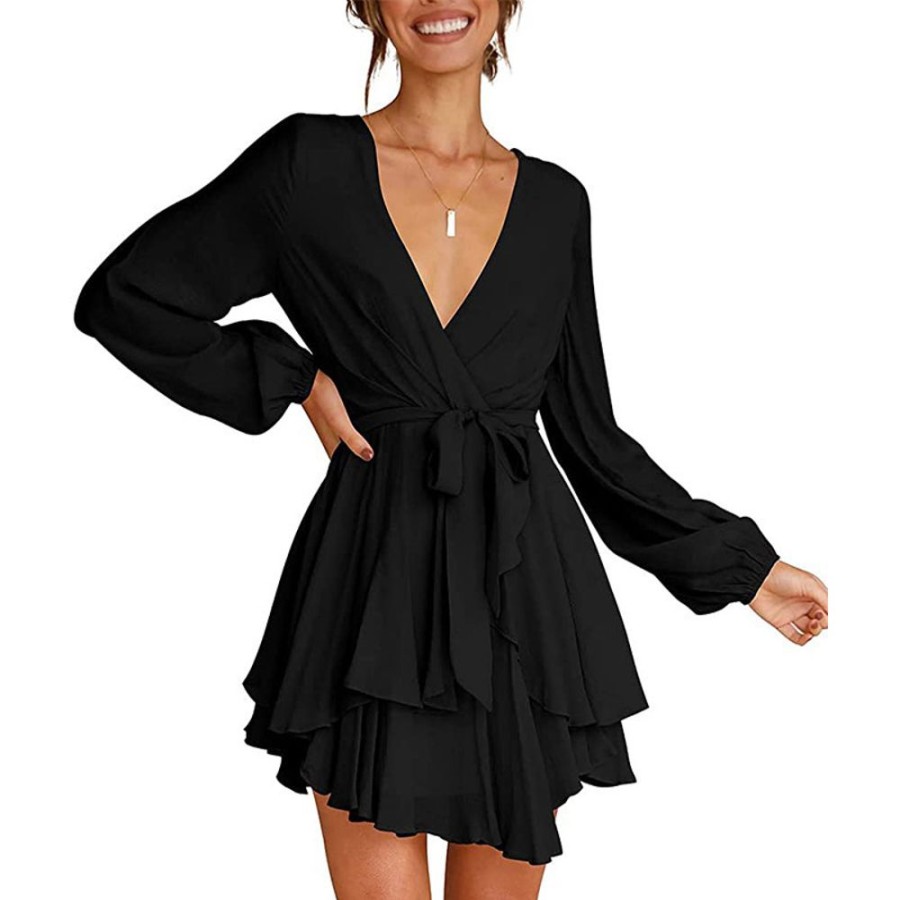 WOLFF Sommerkleider | Gwen - Kleid Mit V-Ausschnitt Und Laternenarmeln