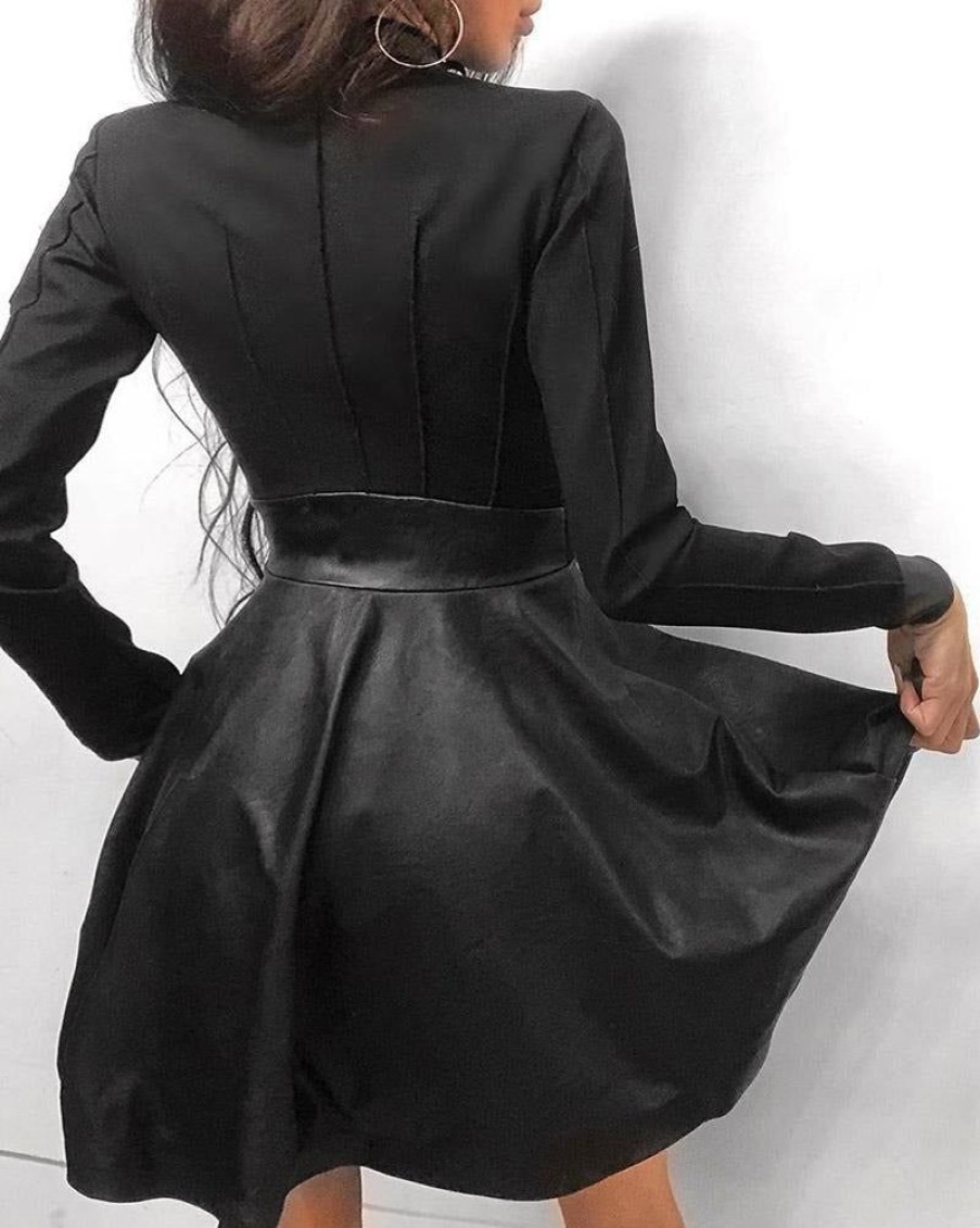 WOLFF Kurze Kleider | Wolff Leder-Reisverschluss Minikleid