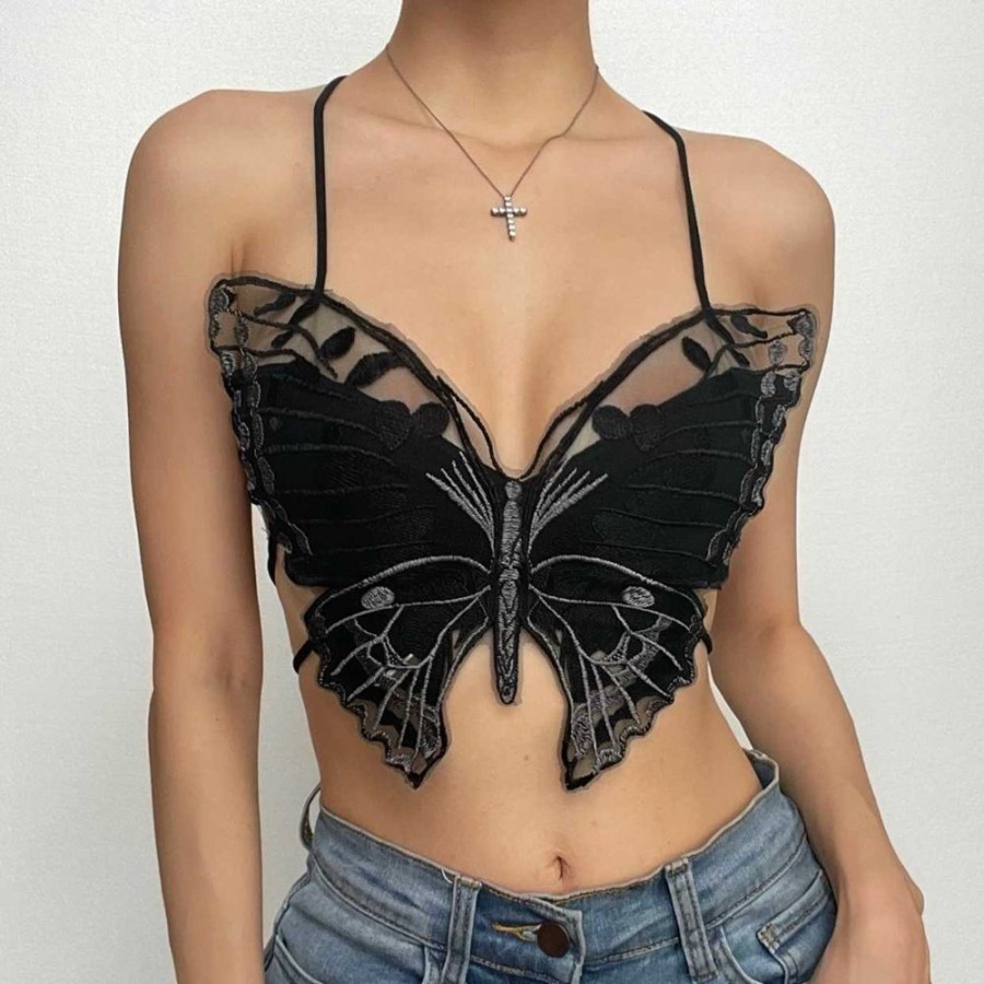 WOLFF Tops | Wolff Neckholder-Crop-Top Mit Flugeln