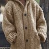 WOLFF Lange Jacken | Wolff Hutkragen Schlichte, Locker Sitzende, Langarmelige Strickjacke
