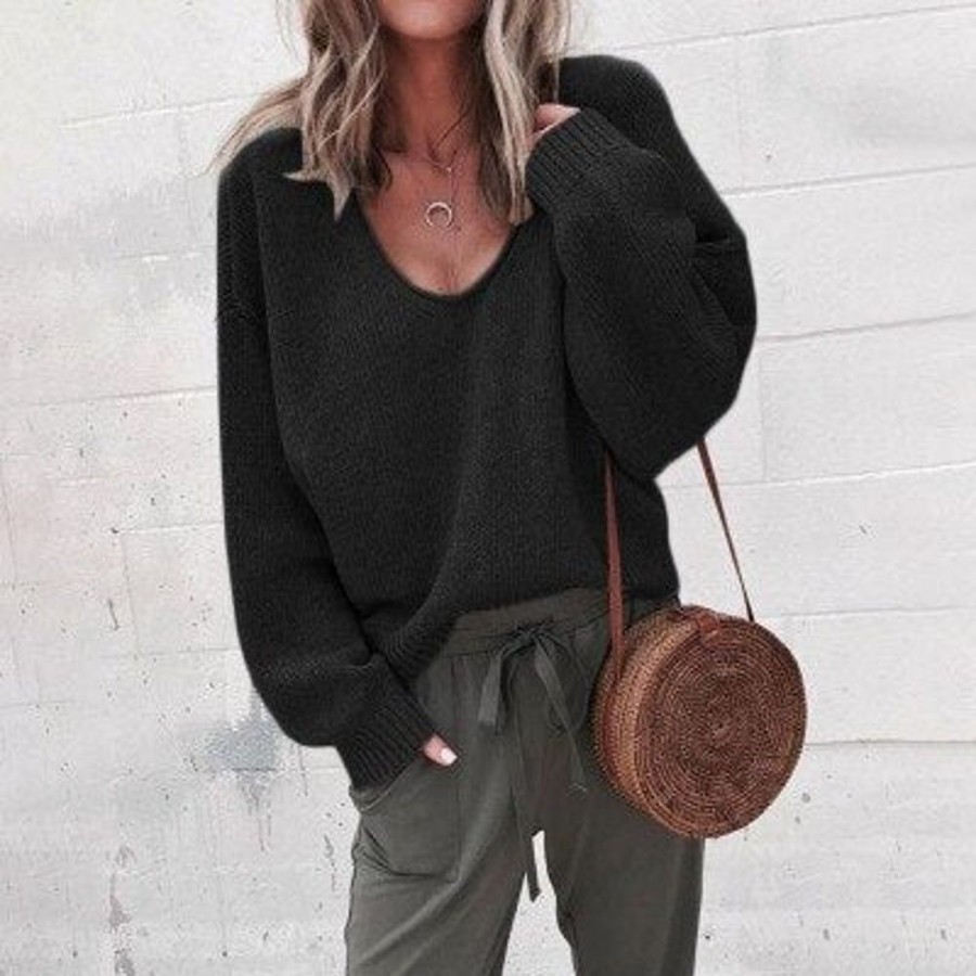 WOLFF Sweatshirts/Pullover | Wolff Lose V-Ausschnitt Stricktop Pullover