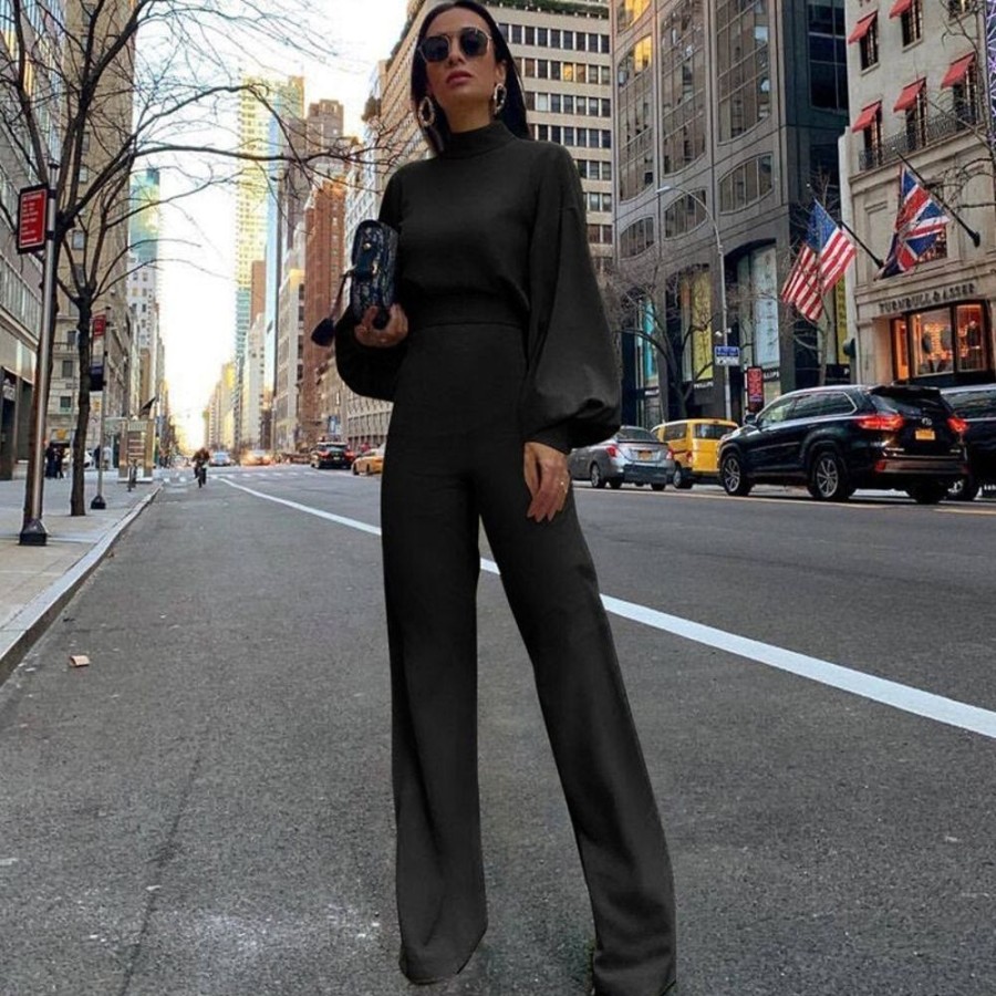 WOLFF Zweiteiler Outfits | Wolff Reine Farbe Halber Kragen Jumpsuits