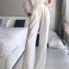 WOLFF Einteiler Outfits | Wolf Mode Elegante Umlegekragen Gerade Jumpsuits