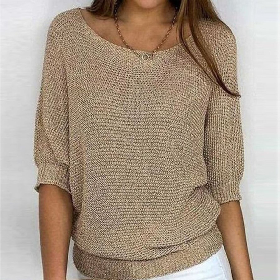 WOLFF Sweatshirts/Pullover | Wolff - Goldfarbener Einfarbiger Pullover Mit Rundhalsausschnitt